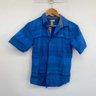 Calvin Klein Jeans Blue Striped Short SLeeve Shirt  Size 14 / 16 
