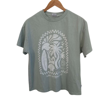 Ghanda Womens  Size 8 Crew Neck Top / Short Sleeve Top Green 
