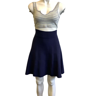 Review Women's Size 8 High Waist Mini Skirt Navy Blue 
