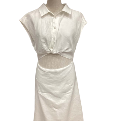 Dissh Womens  Size 16 Linen Midi Dress White 