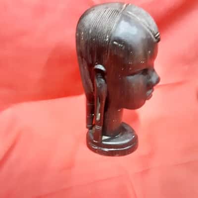 Hand carved massai Warriors style timber solid midsize carved head ornament