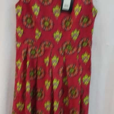  Womens Iska London Size 16 Casual / Midi Dress Orange / Red / Yellow/Pattern