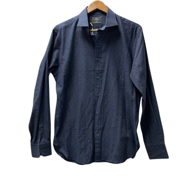 MJ Bale BNWT Mens  Size M Long Sleeve Shirt Navy Blue / Polka Dot 
