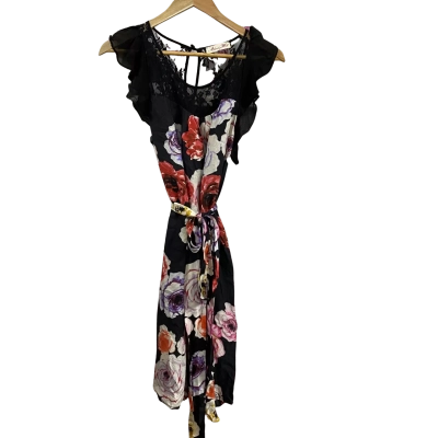 Alannah Hill Womens  Size 10 Short Sleeve Mini Dress Black/Floral
