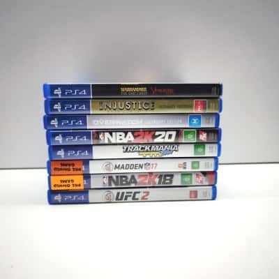 Sony PS4 Video Game Lot 8 Titles Warhammer Overwatch Injustice Trackmania
