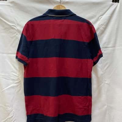 Tommy Hilfiger Mens  Size L Polo Shirt Maroon / Navy Blue 