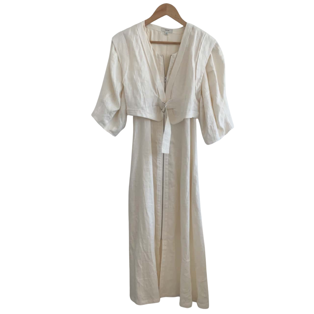 one shoulder white linen dress White Linen Tie Shoulder Midi Dress main image 1