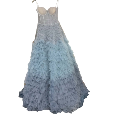 Unbranded Gorgeous Blue to Purple Ombre Strapless Gown