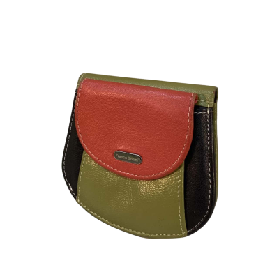 Franco Bonini Womens Genuine Leather Wallet Black / Green / Red 