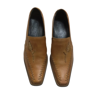  Pikolinas Size 38 Unisex Tan Leather Heeled Dress Shoe