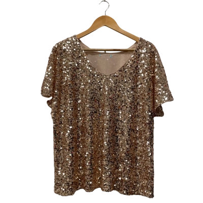 Blue Illusion Sequins Womens  Size 18 Blouse Cream 