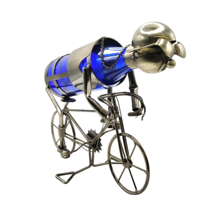 Quirky Metal Figure Racing Cyclist Bottle Holder - Note Bottle For Illustration Purposes Only