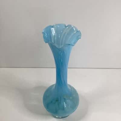 Vintage Art Glass blue and white vase
