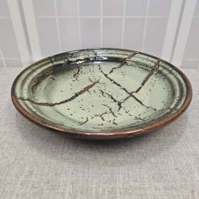 Large Studio Pottery Bowl – Cracked Earth Glaze