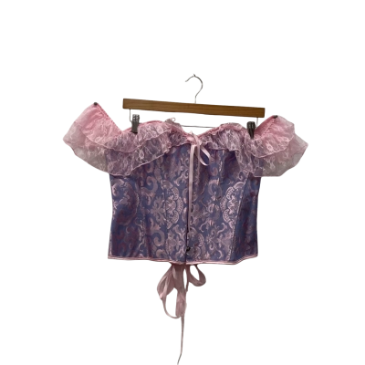  Womens   Lace Sleeve Corset Size XXL Pattern / Pink  
