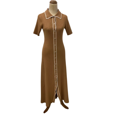 Forever New Womens  Size 10 Maxi Dress Camel/Porcelain