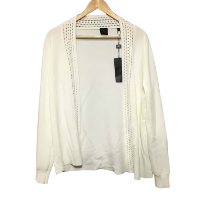 David Lawrence Women's  Size L Ivory White Cardigan 