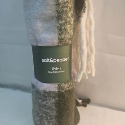  Womens Scarf Green / Purple / White 35x205 cm