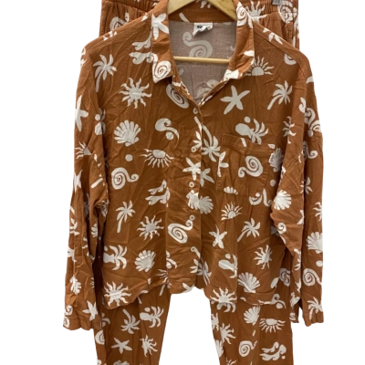 Bonds Womens  Size M Brown / White 2pce p.j set