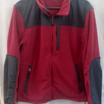 L.L.Bean Mens  Size L Front Zipper Grey / Red 