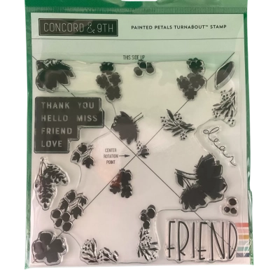 Brand New Never Used Concord & 9th “Painted Petals Turnabout” Clear Stamp Set