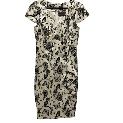  Voodoo Vixen Women's  Size XL (see notes) Cocktail Dress / Short Sleeve Dress  Black  / Cream / Pattern 