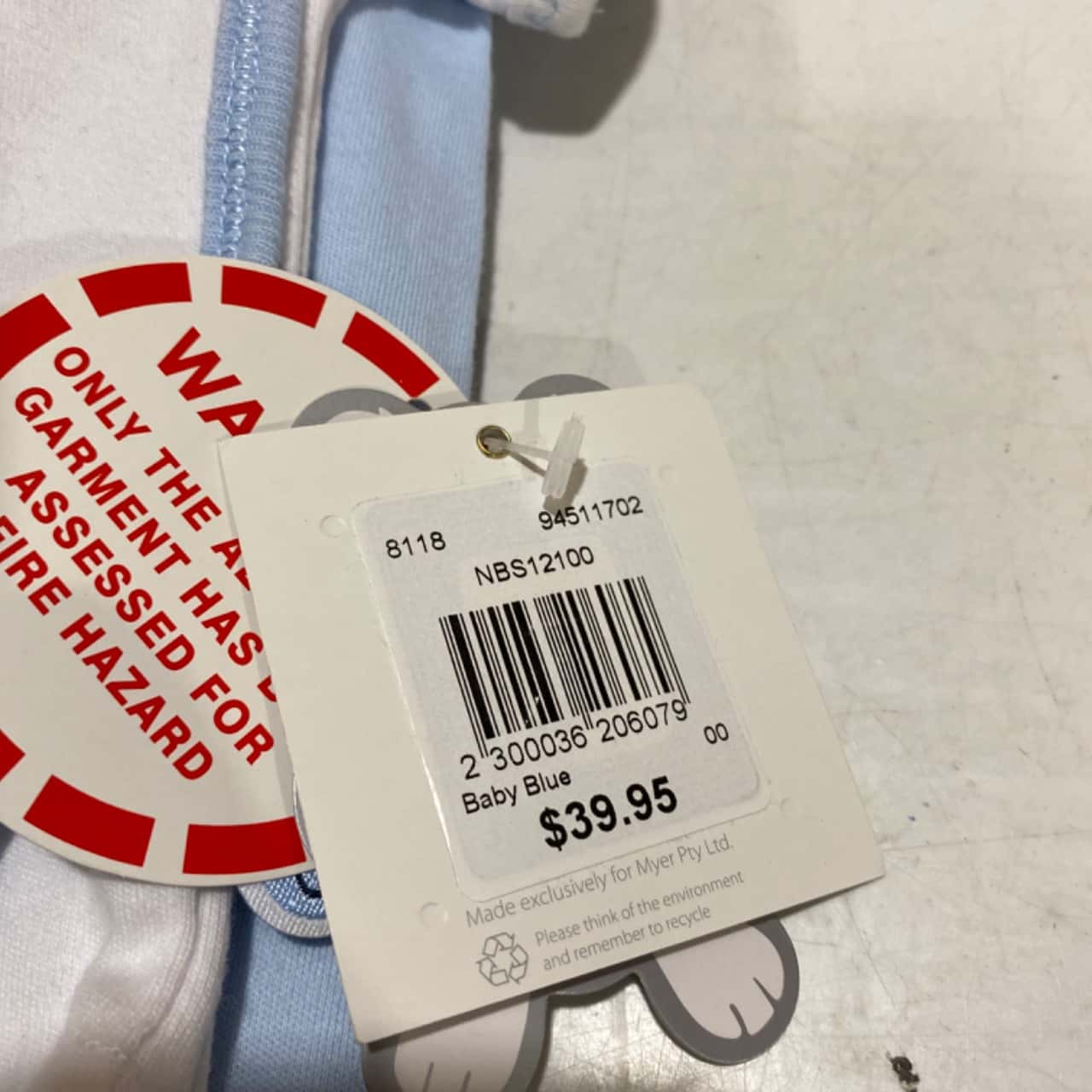 Myer Kids Size 00 Sleepwear Blue / Pattern / White (s)