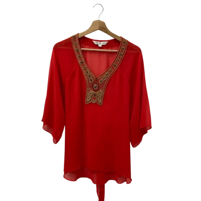 Forever New Womens  Size 8 3/4 Sleeve Top Red 