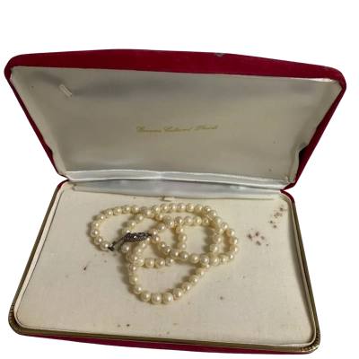 Womens Genuine Cultured Pearl Necklace 