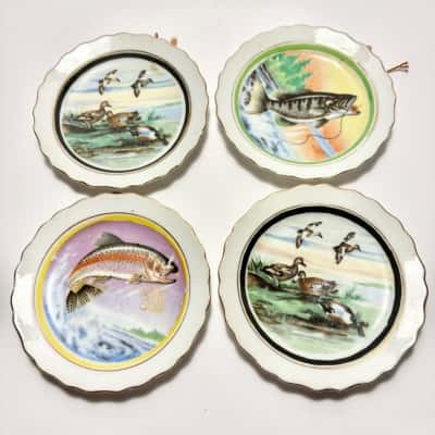 Made in Japan Miniature Collectible Hanging Plates with Ducks & Fish
