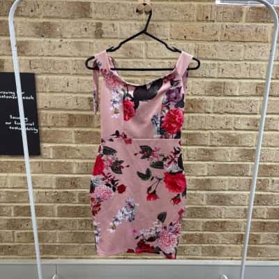 Parisian Signature Womens pink floral dress Size 8 