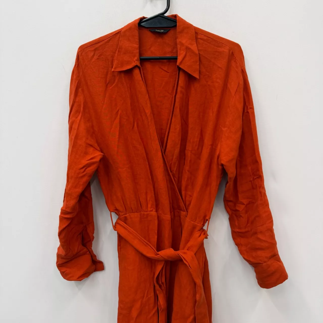 Massimo Dutti 100% Linen Orange Wrap Dress - Size M - Used Good ...