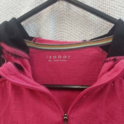  Womens Isobar Size XL Long Sleeve Hooded Top Black  / Pink  