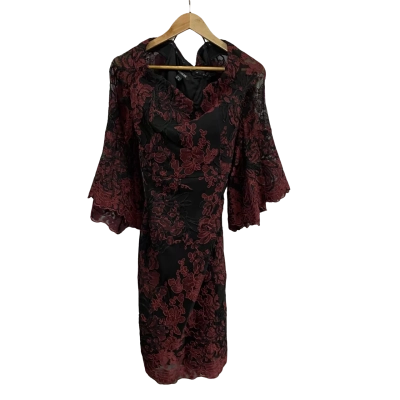 Montique Womens  Size 12 Bell Sleeve Dress Red Floral