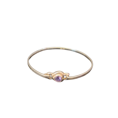  Womens 925 silver Bangle with mauve heart stone