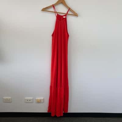 Mango Red High Neck Maxi Dress Size M 