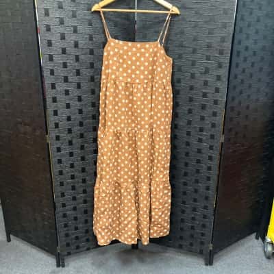 Charlie Holiday Womens  Size 12 Maxi Dress Beige / Brown 