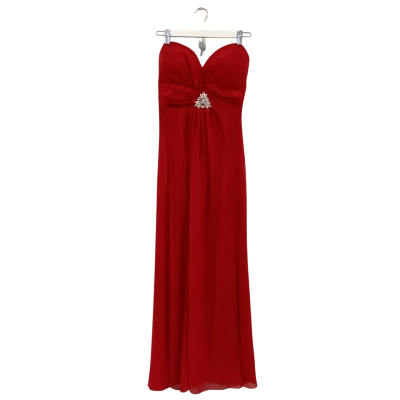 MR K Stunning Red Chiffon Strapless Formal Gown Size 10 Like-New