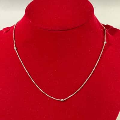 925 + Italy Marked Womens Necklace w/ Ball Bead Design