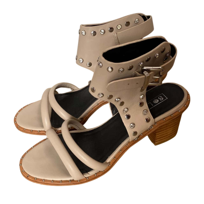 Sol Sana Womens Size 39 Beige/Grey Studded Heeled Sandals  