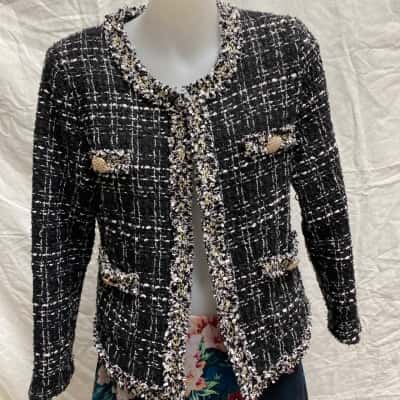  Womens  Size L Open Jacket Black  / White 