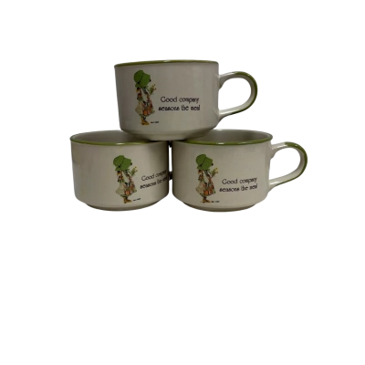 Vintage Holly Hobbie earthenware mugs x 3 