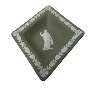 Vintage Wedgewood trinket tray green and white