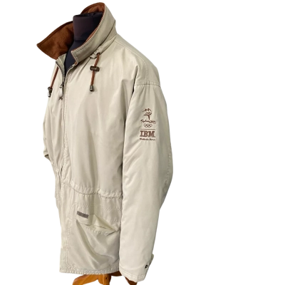Vintage Line 7 Sydney 2000 Olympics Event Staff Jacket with IBM Branding RARE Size L Beige 
