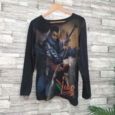 Long Sleeve Unisex  Size L Black  / Multicoloured 