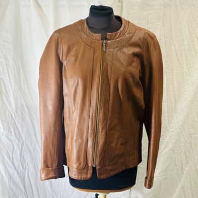  DORY’S Size 18 Leather Jacket Brown 