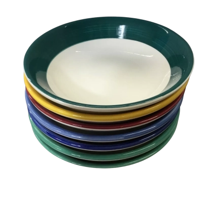Tre Ci large bowls x7 hand painted different colours, made in Italy 