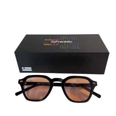 D. Franklin Ultra Light S. Square Sunglasses. Black/Red lenses 