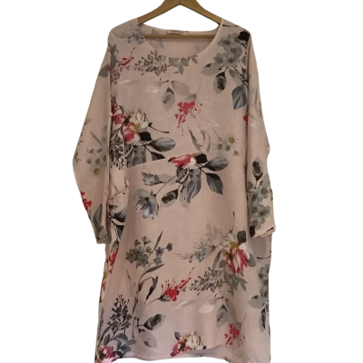 Wednesday Lulu.  Pink Linen Tulip Style Dress.  