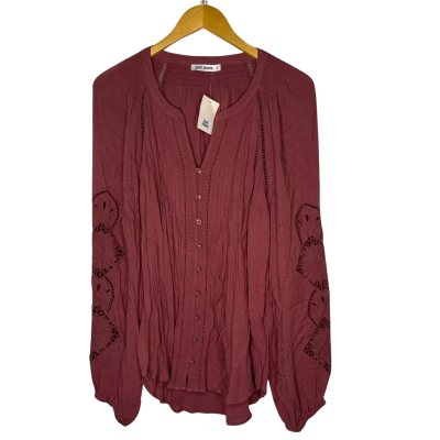 Just Jeans Womens  Size 10 Long Sleeve Shirt Maroon 
